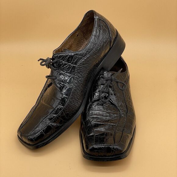 Sevasta Italiano Leather Dress Shoes Men's 11 Black Snake Pattern Dandy Grandad - Picture 6 of 16